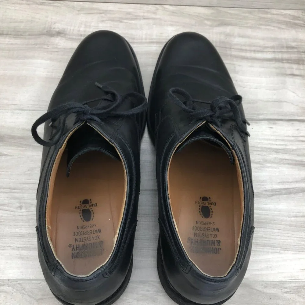 Johnston & Murphy Derby Oxfords Mens 11M Black Leather Lace Up Dress Shoes